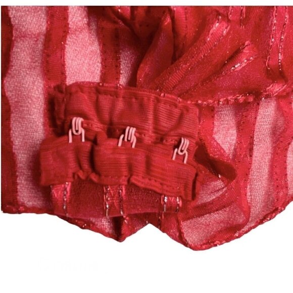 VTG 80s Red Gold Shimmer Sleeveless Sheer Bodysuit Teddy Negligee Women’s M - Picture 10 of 10